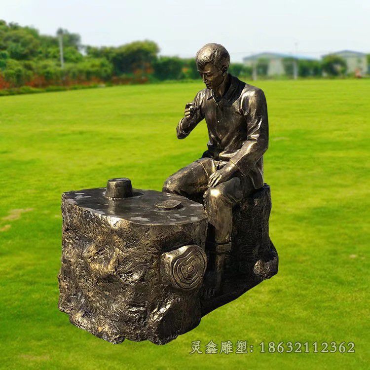 茶文化广场人物铜雕