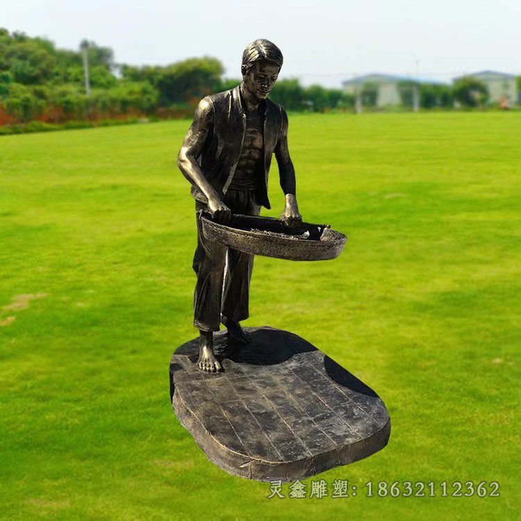 茶文化校园人物铜雕