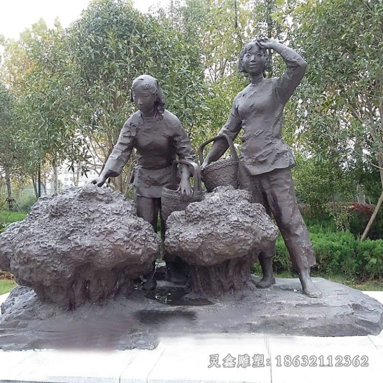 茶文化景区人物铜雕