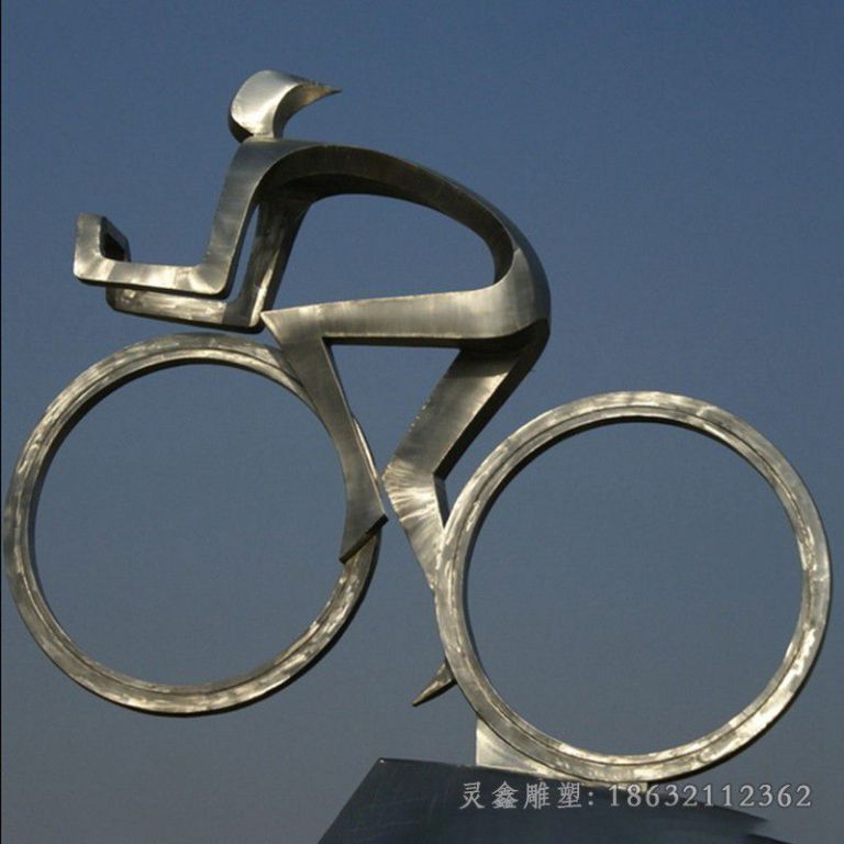 不锈钢几何自行车城市雕塑