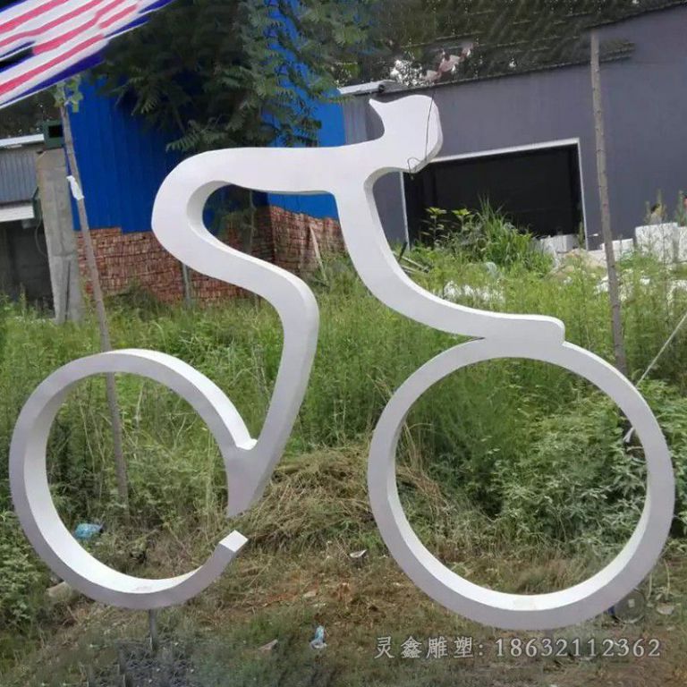 不锈钢几何自行车公园雕塑