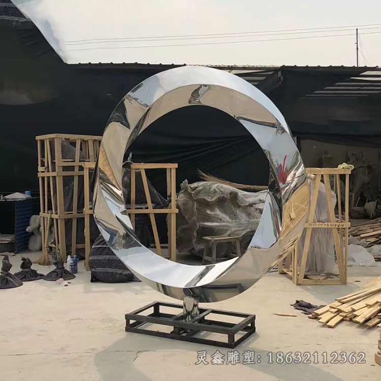 不锈钢艺术圆环校园雕塑