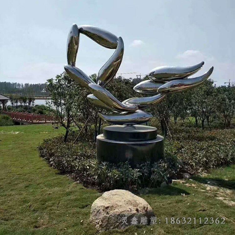 不锈钢鱼群园林景观雕塑