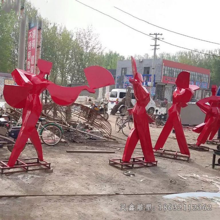 不锈钢抽象人物校园雕塑