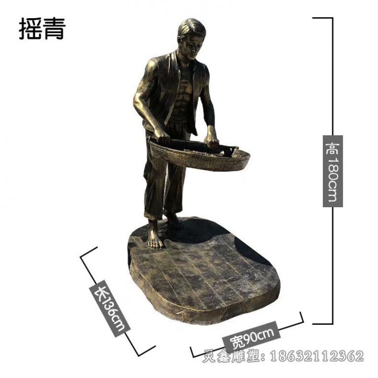 茶文化摇青广场人物铜雕