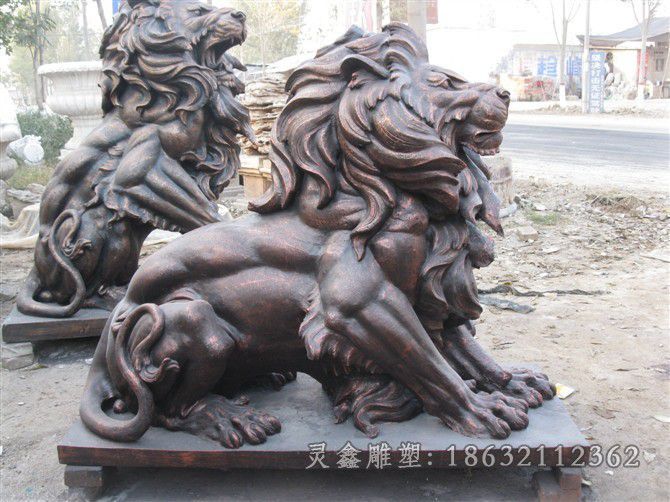 动物狮子户外景观铜雕