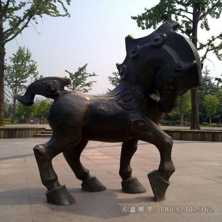 生肖马公园景观铜雕