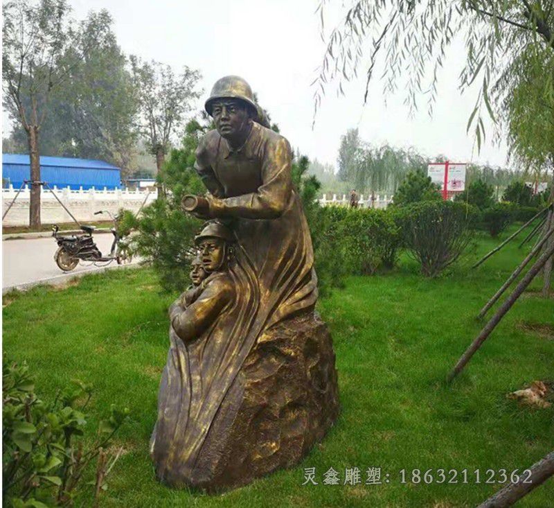 消防员公园景观铜雕