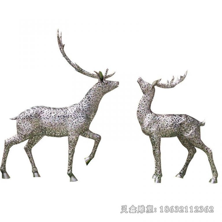 不锈钢镂空鹿广场雕塑