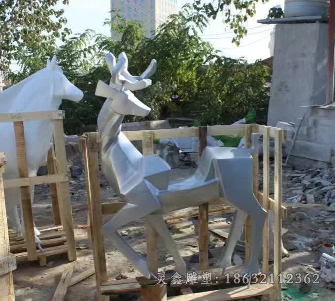 几何小鹿城市不锈钢雕塑