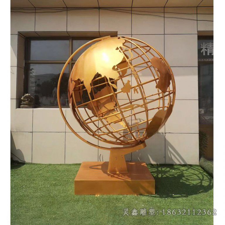 彩绘地球仪户外不锈钢雕塑
