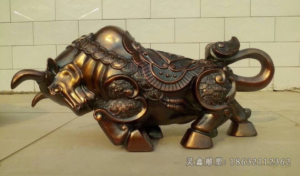 抽象牛广场景观铜雕