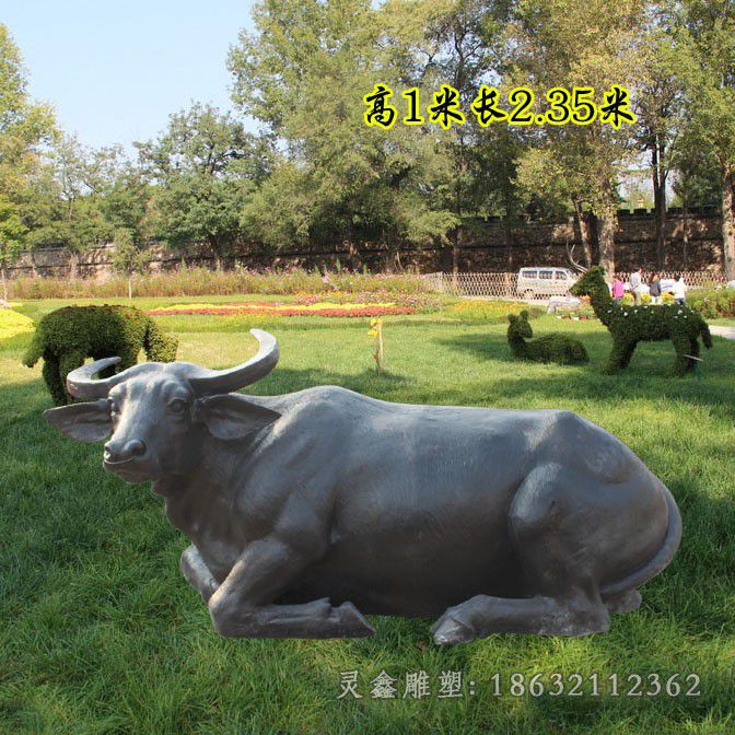 卧姿牛校园景观铜雕