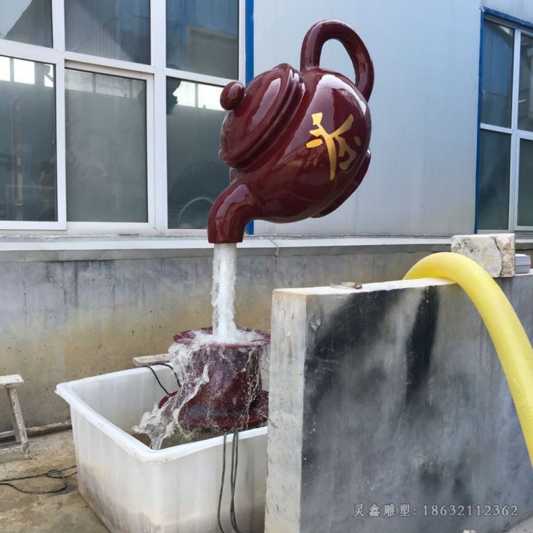古铜色茶壶小区景观铜雕
