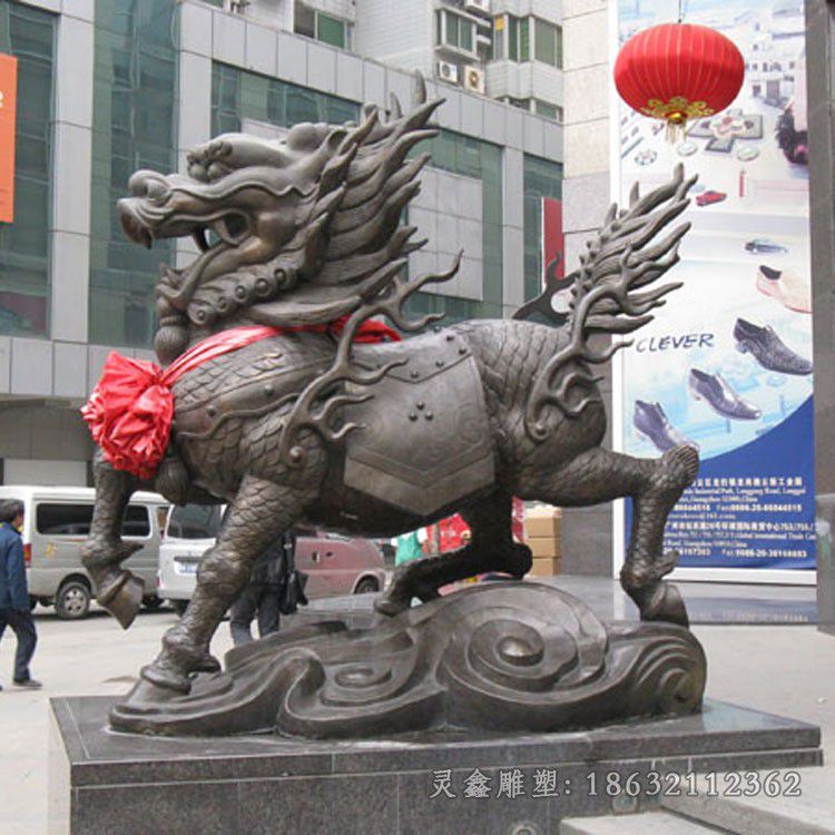 招财麒麟城市动物铜雕