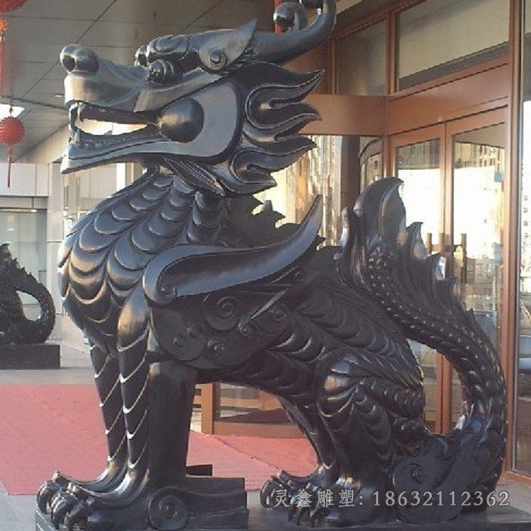 招财麒麟校园动物铜雕