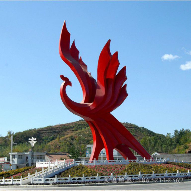 红色凤凰广场不锈钢雕塑