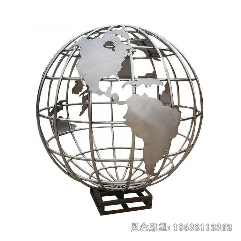 不锈钢镜面地球仪景区雕塑