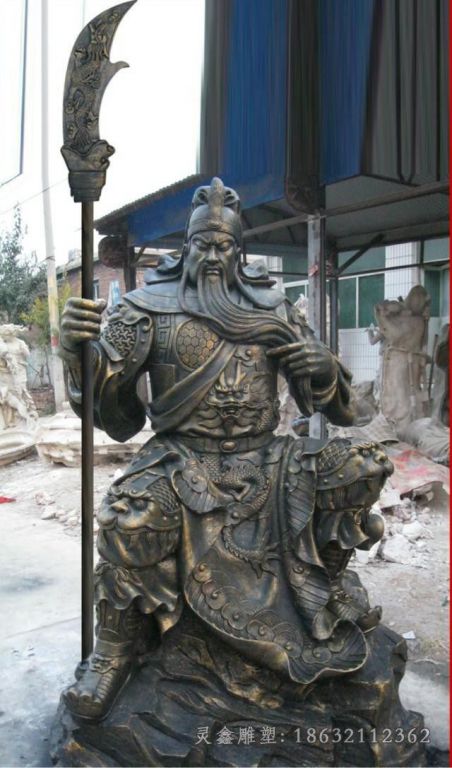 持刀关公城市人物铜雕