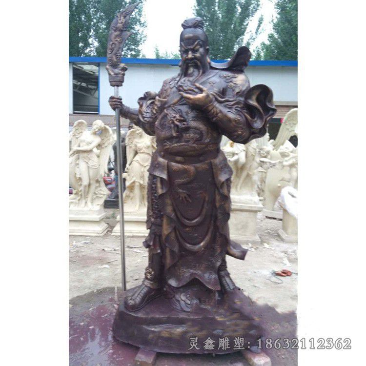 持刀关公小区人物铜雕