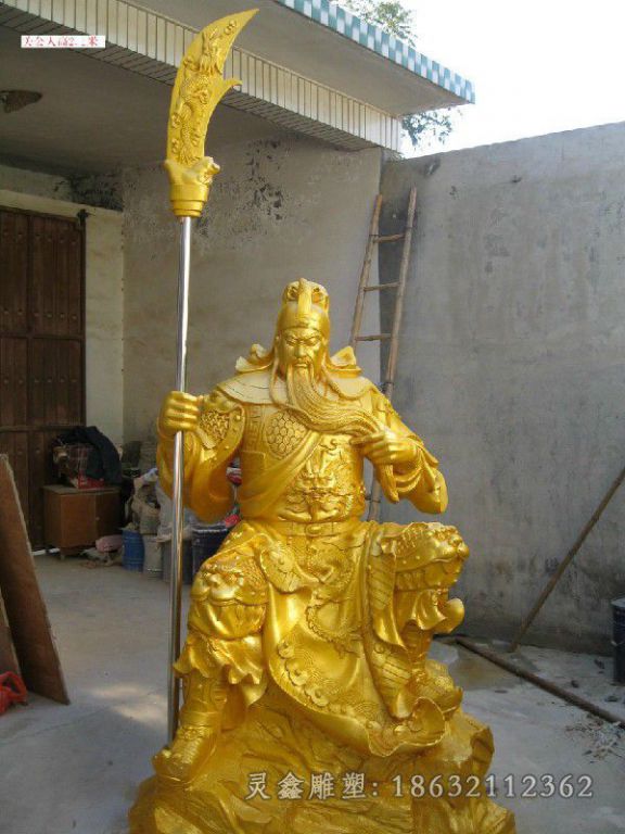 金色关公户外景观铜雕