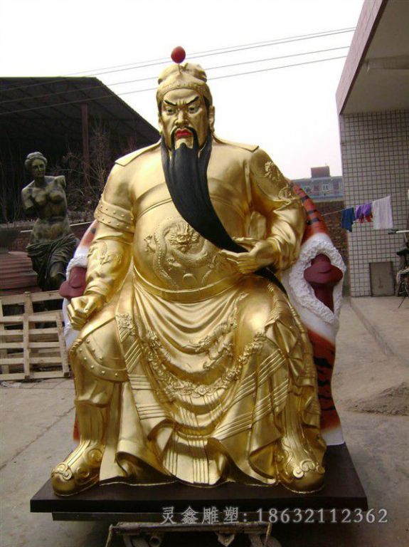 金色关公园林景观铜雕