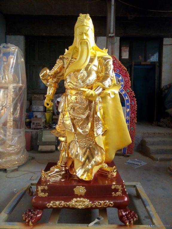 金色关公庭院景观铜雕