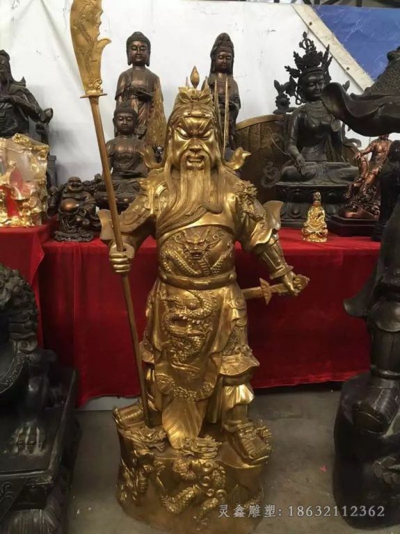 金色关公商场景观铜雕