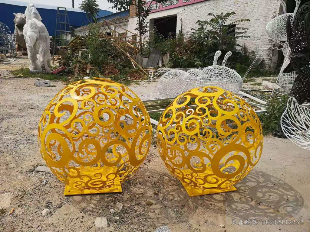 金色镂空球广场不锈钢雕塑