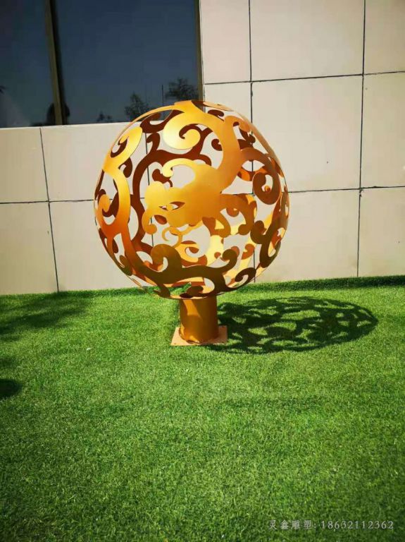 金色镂空球公园不锈钢雕塑