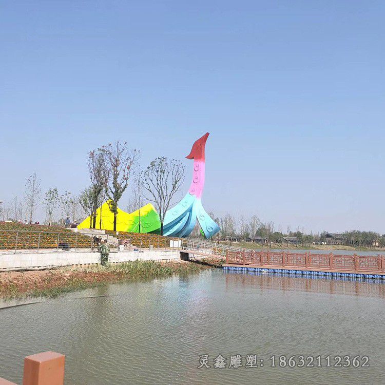 不锈钢彩绘凤凰校园雕塑