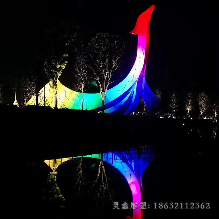 不锈钢彩绘凤凰公园雕塑
