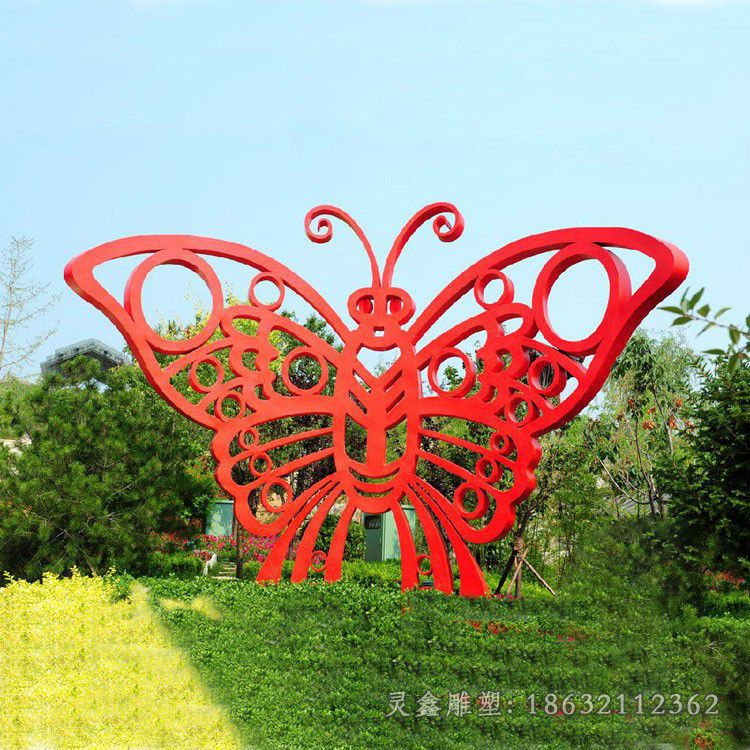不锈钢红色蝴蝶景区雕塑
