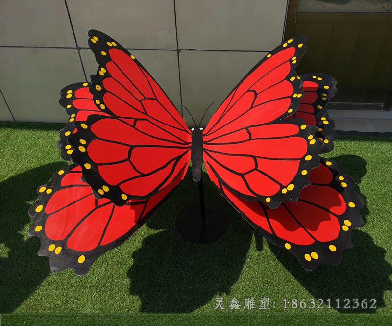 不锈钢红色蝴蝶商场雕塑