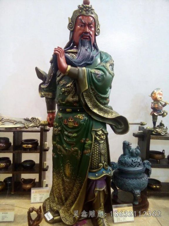 撸胡须关公城市人物铜雕