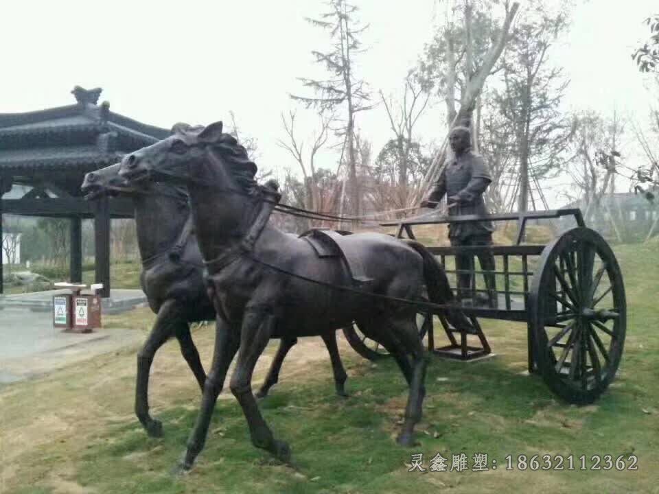 赶马车校园景观铜雕
