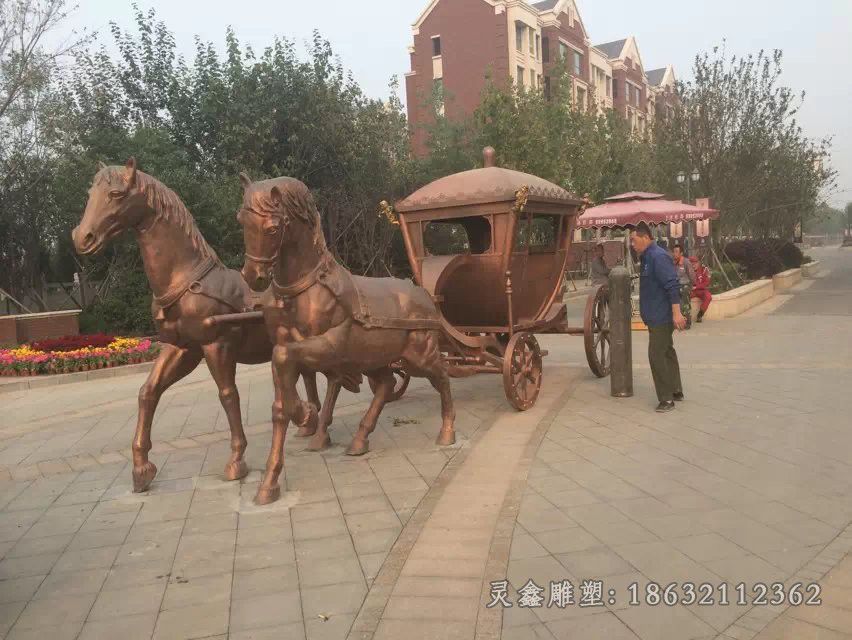 古代马车校园景观铜雕