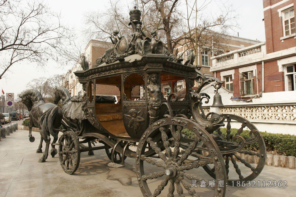 古代马车小区景观铜雕