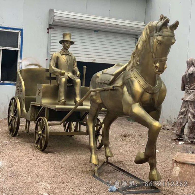 古代马车街边景观铜雕