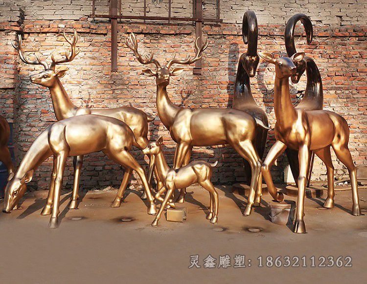 鹿群商场景观铜雕