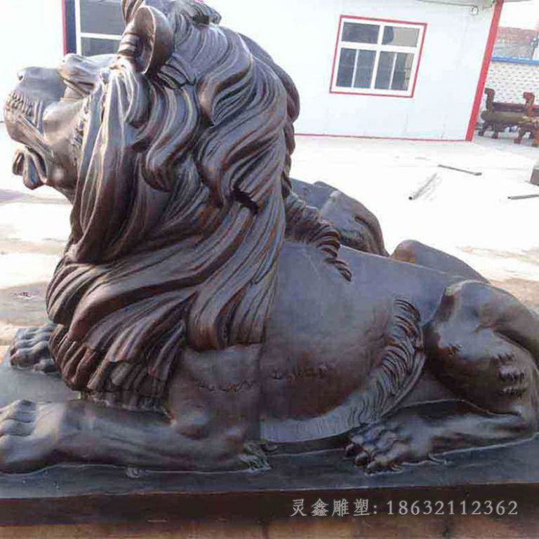 卧姿狮子广场景观铜雕