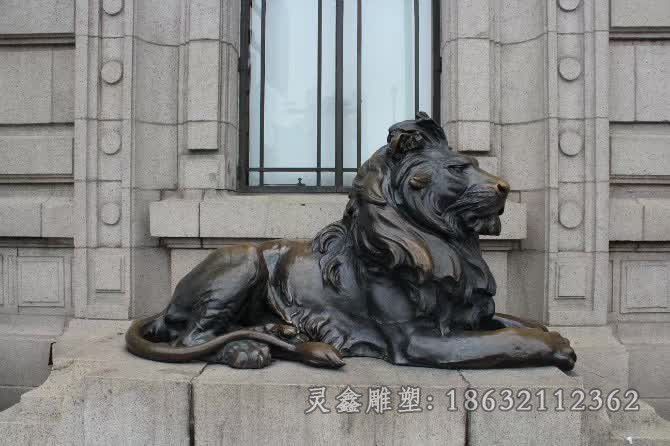卧姿狮子公园景观铜雕