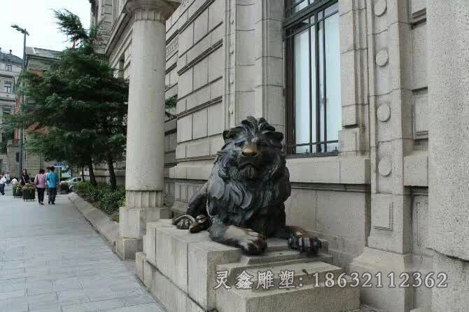 卧姿狮子园林景观铜雕