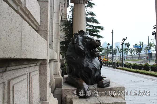 卧姿狮子小区景观铜雕