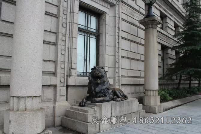 卧姿狮子庭院景观铜雕