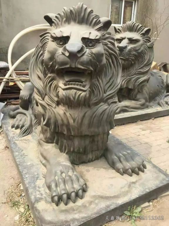 卧姿狮子街边景观铜雕