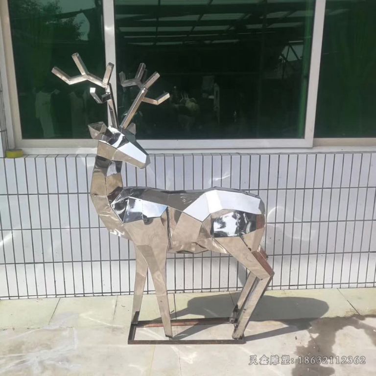 几何小鹿不锈钢城市雕塑