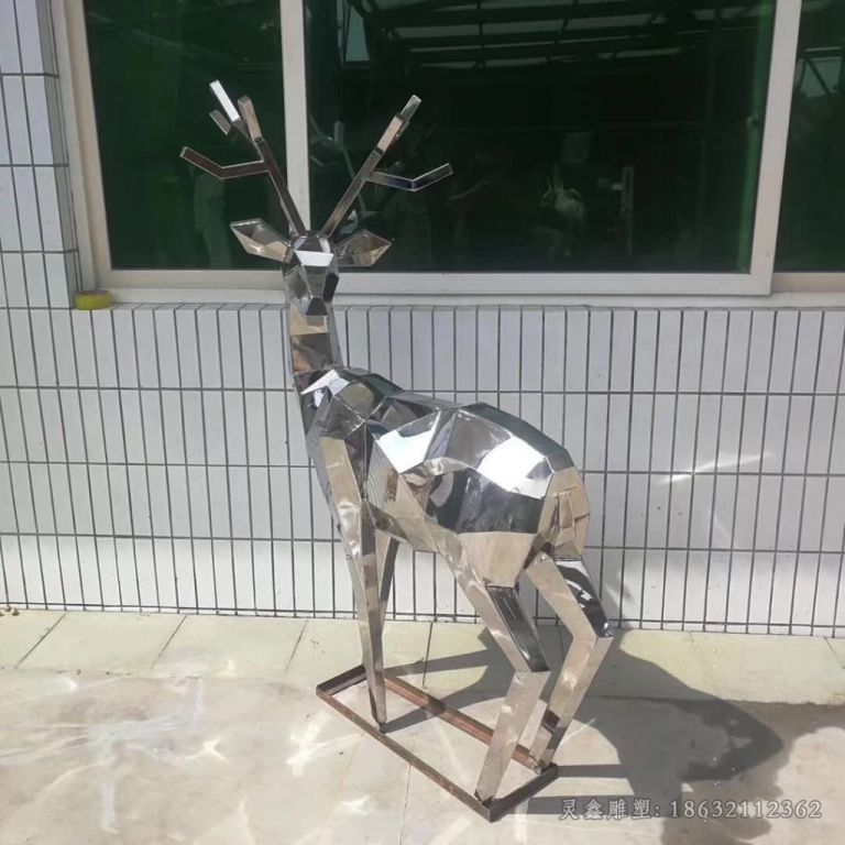 几何小鹿不锈钢广场雕塑