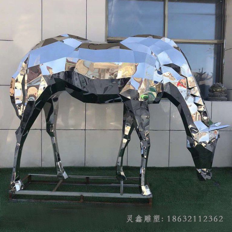 几何小鹿不锈钢小区雕塑