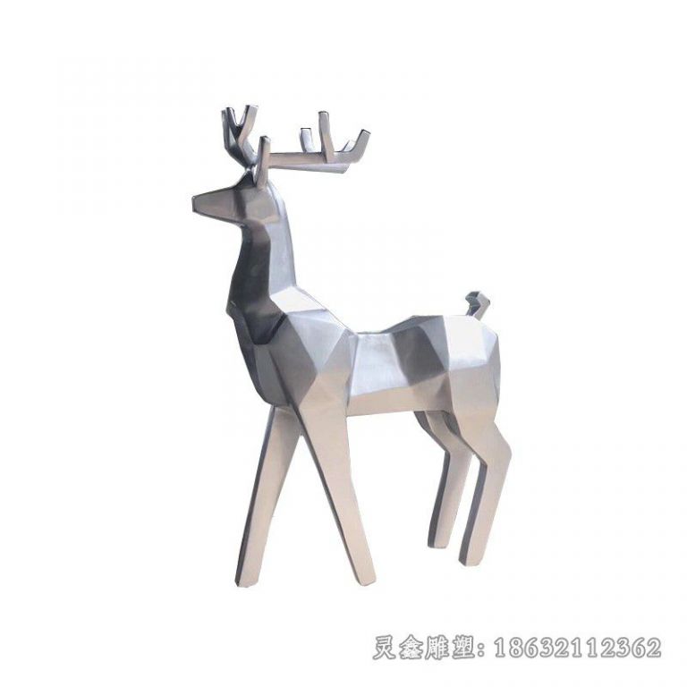 几何小鹿不锈钢街边雕塑